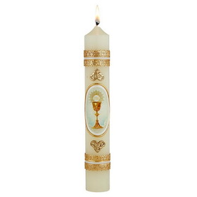Will & Baumer N7367 First Communion Candle - Chalice &amp; Host with Decal