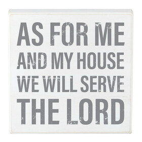 Heartfelt N7555 Box Sign - As for Me and My House - 8&quot; Sq
