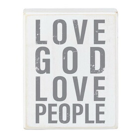 Heartfelt N7557 Box Sign - Love God, Love People - 4 x 5&quot;