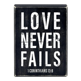 Heartfelt N7564 Box Sign - Love Never Fails - 6 x 8&quot;