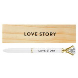 Wedding P0106 Wood Box with Gem Pen - Love Story
