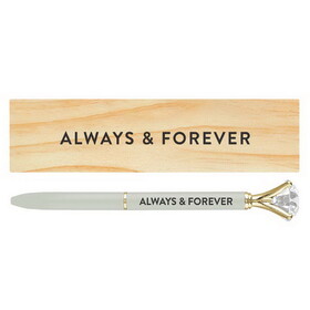 Wedding P0109 Wood Box with Pen Gem Pen - Always & Forever