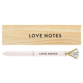 Wedding P0111 Wood Box with Gem Pen - Love Notes