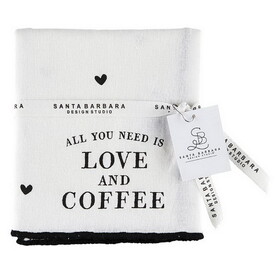 Sips P0685 Overlock Tea Towel - Love & Coffee