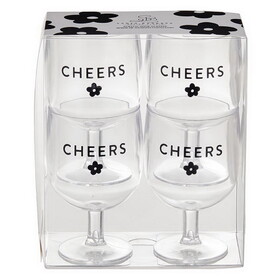 Sippin' Pretty P0709 Stackable Acrylic Wine Glasses - Cheers