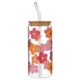 Sippin' Pretty P0729 Glass Cold Brew Tumbler - Multi-Flowers