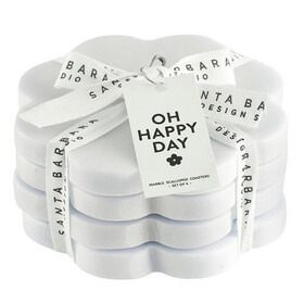 Sippin' Pretty P0756 Scalloped Marble Coasters - Set of 4