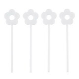 Sippin' Pretty P0771 Acrylic Stir Sticks - Set of 4 - White Flowers