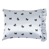 Bella Ruffled Satin Pillowcase - Black Bows