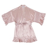 Bella P2450 Ruffled Satin Robe - Dusty Rose + Cotton Blossoms