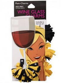 Faithworks Pom-charms&#174; Wine Glass Charms - Black/Yellow Gold