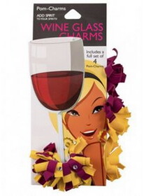 Faithworks Pom-charms&#174; Wine Glass Charms - Burgundy Red/ Yellow Gold