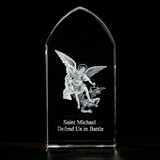 Jeweled Cross P5190 Saint Michael Etched Glass Stand