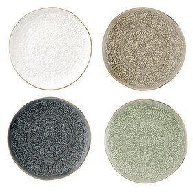 Tablesugar Gold Rim Stamped Appetizer Plates - Set of 4