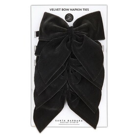 Tablesugar Velvet Bow Napkin Ties - Black - Set of 4