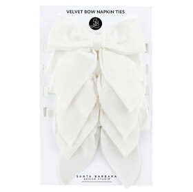 Tablesugar Velvet Bow Napkin Ties - White - Set of 4