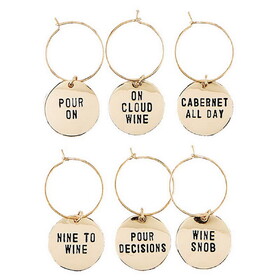 Tablesugar Gold Wine Charms in Pine Box - Wine Tasting Daily