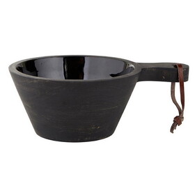 Tablesugar Black Wood Enamel Bowl With Handle