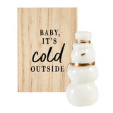 PURE Design Ceramic Figurine Pine Wood Box - Snowman