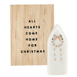 PURE Design Ceramic Figurine Pine Wood Box - House