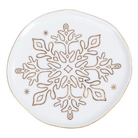 Holiday P6568 Gold Snowflake Appetizer Plates - Set of 4