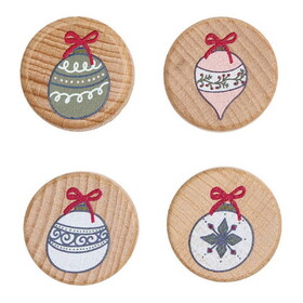 Holiday P6607 Wood Bottle Stoppers - Ornament - Set of 4