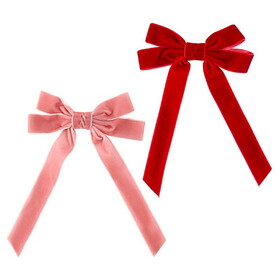 Bella P6883 Velvet Hair Bows - Blush/Red