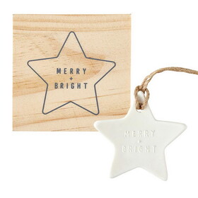Face to Face Ceramic Ornament - Star - Merry &amp; Bright