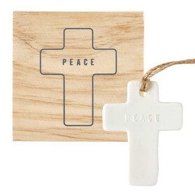 Face to Face Ceramic Ornament - Cross - Peace