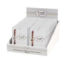 Kingdom Jewelry Filled Display - Woven Cross Charm Bracelets - 36 pcs