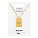 Kingdom Jewelry Square Pendant Necklace - Jesus is the Vine - Gold