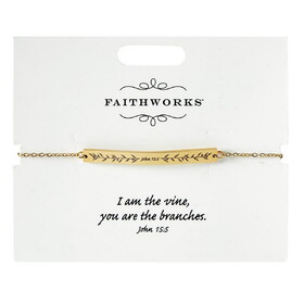 Kingdom Jewelry P7345 Bar Bracelet - Jesus is the Vine - Gold