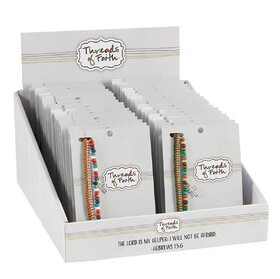 Kingdom Jewelry Filled Display - 2 pc Cross Charm Bracelets - 36 pcs