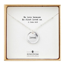 Kingdom Jewelry Stamp Pendant Necklace - Loved - Silver