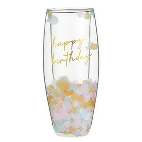 Slant P9041 Double Wall Stemless Champagne Glass - Happy Birthday