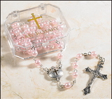 Creed PD077 Sacramental Rosary - Baptism Pink Imit Pearl