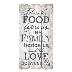 Faithworks PNS0015 Bless The Food, Family and Love Small Fence Post Wood Look Wall Art Plaque