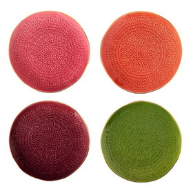 Tablesugar R0081 Moroccan Gold Rim Stamped Appetizer Plates - Set of 4