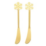 PURE Design R0100 Gold Snowflake Cheese Spreaders - Set of 2