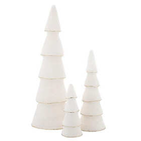 PURE Design Paper-Mache Trees - Ivory - Set of 3