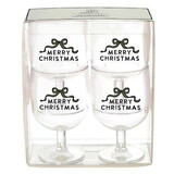 PURE Design R0157 Stackable Acrylic Wine Glasses - Merry Christmas