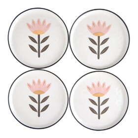 Tablesugar R0158 Ceramic Appetizer Plates - Flower - Set of 4
