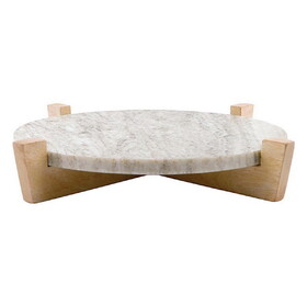 Tablesugar Beige Marble Board on Wood Stand
