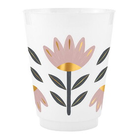 Tablesugar R0182 Gold Foil Frost Cups - Flowers - Set of 8