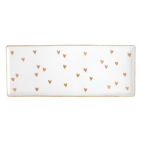 Holiday R0274 Ceramic Tray - Gold Foil Hearts