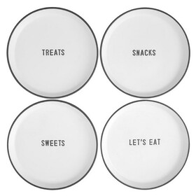 Face to Face Dessert Plates - Let&#x27;s Eat - Set of 4