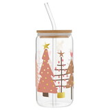 Holiday 16oz Glass Tumbler - Trees