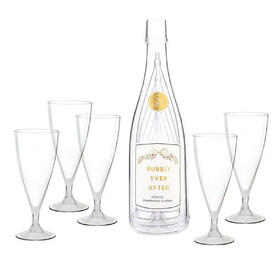 Wedding Acrylic Champagne Bottle + Glasses - Bubbly Ever After
