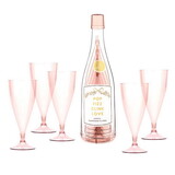 Wedding Acrylic Champagne Bottle + Glasses - Pop Fizz Clink Love