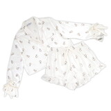 Bella R0676 Cropped PJ Set + Velvet Ties - White Rings